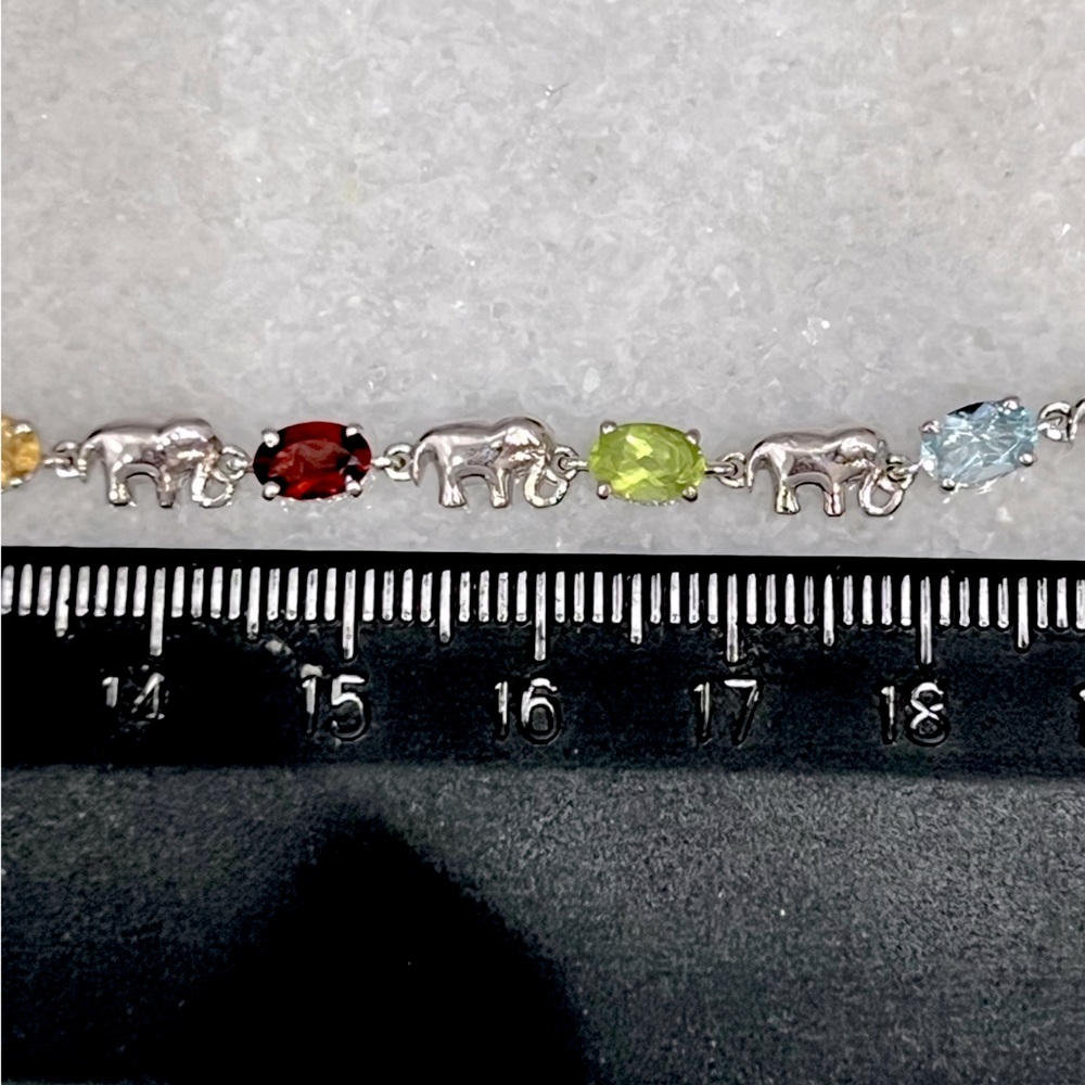 Multigemstone Silver Elephant BOLO Bracelet - Picture 11 of 11